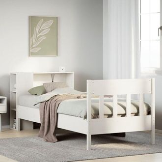 vidaXL Vidaxl - Cama Con Estanter&iacute;a Sin Colch&oacute;n Madera Maciza Blanca 75x190 Cm