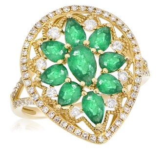 Diana M. Jewels 14KTYG 0.45CTS DIAMONDS, EM. 1.59CTS, 3GM, 93ST