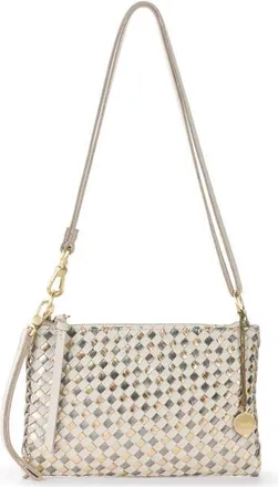 The Sak Vita Hand Woven Leather Crossbody Wristlet in Stone Metallic Woven at Nordstrom