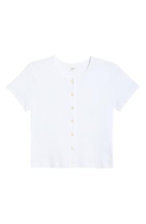 Leset Short Sleeve Cotton Pointelle Cardigan in White at Nordstrom, Size X-Large