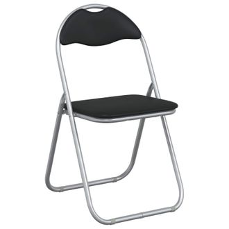 vidaXL Silla Plegable 8 Uds. Cuero Sint&eacute;tico Negro Y Gris Vidaxl