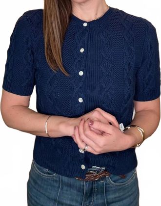 Dylan Womens Cable Knit Cardigan In Navy
