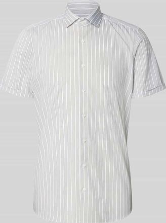 Olymp Level 5 Slim Fit Business-Hemd mit Blockstreifen und Kentkragen in Gruen, Gr&ouml;&szlig;e 38