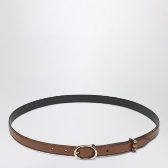 Gucci Thin brown belt with oval buckle