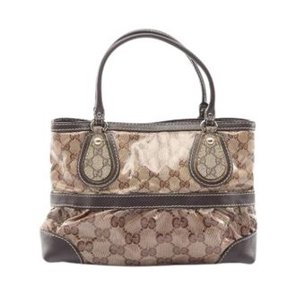 Gucci Pre-owned Handbags, female, Beige, Size: ONE SIZE Pre-owned GG Crystal Coated Canvas Tote Bag