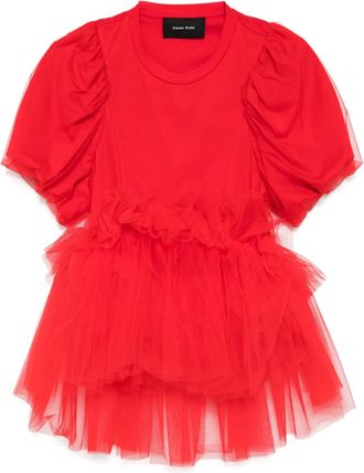 Simone Rocha T-shirt con maniche a palloncino - Rosso