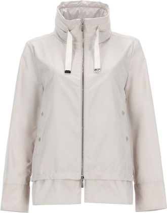 Moorer White Solid Band Collar Jacket