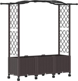 vidaXL Cama Elevada Con Trellis Y Techo Marr&oacute;n 164 X 40 X 144 Cm Pp Vidaxl