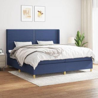vidaXL Vidaxl - Cama Box Spring Con Colch&oacute;n Tela Azul 200x200 Cm