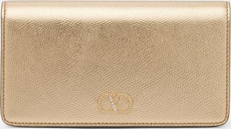 Valentino Garavani Clutch Mini de piel metalizada con VLogo