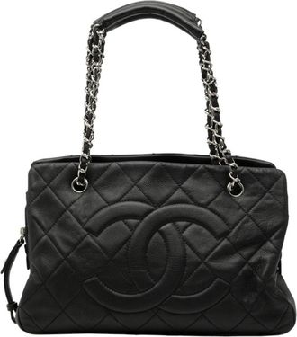Chanel Black Grained Calfskin Handbag Tote Bag (Pre-Owned)