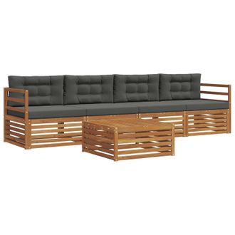 vidaXL Conjunto De Sof&aacute;s De Exterior 5 Pcs Natural Y Antracita Vidaxl