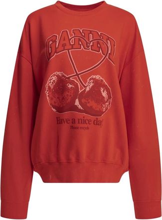 Ganni Felpa Logo Relaxed Fit - - Sweatshirts & Hoodies - Donna - Rosso - L