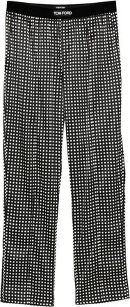 Tom Ford Polka Dot Stretch-Satijnen Pyjamabroek - Heren - Pyjama - Zwart - S - Satijn - Nachtkleding