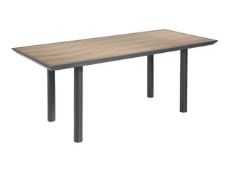 Pondecor Interiorismo Mesa rectangular Bali patas metal gris y sobre MDF chapado nogal