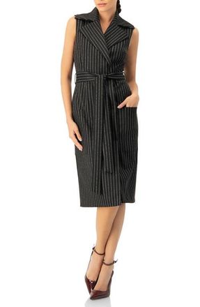 Ivonne Double-Breasted Striped Midi Dress in Black at Nordstrom, Size 12