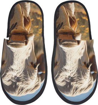 Generic Countryside Flower Cow Men Women Sliders Non-Slip Slippers Warm Shoes For Indoor Outdoor Winter M