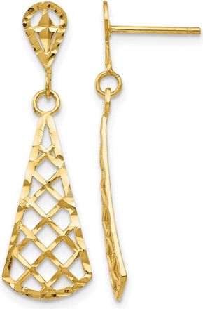 Diamond2Deal 10K Yellow Gold Diamond-cut Inverted Drop Dangle Earring