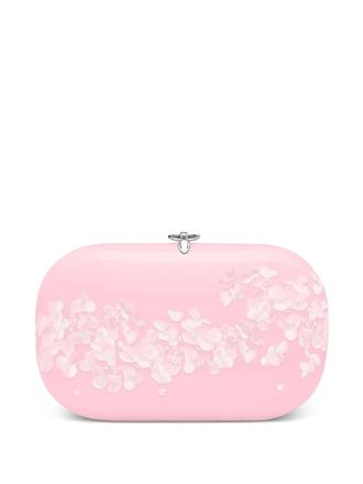 Jeffrey Levinson Elina Plus floral-embellished oval clutch - women - Aluminium/Lambskin - One Size - Pink