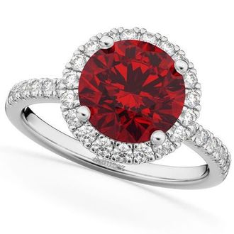 Allurez Halo Ruby & Diamond Engagement Ring 14K in 2.80Ct/white Gold at Nordstrom, Size 5.5