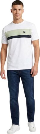 Weekend Offender Heren T-shirt met kruispatroon en strepen, normale pasvorm (Wit/Pepermint/Navy)