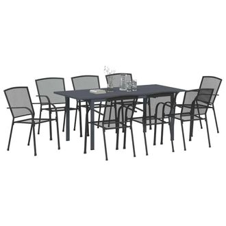 Berkfield Home Comfortable 9 Piece Garden Dining Set Anthracite Steel in Charcoal