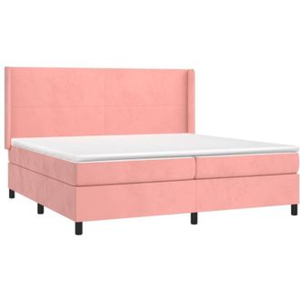 vidaXL Vidaxl - Cama Box Spring Colch&oacute;n Y Led Terciopelo Rosa 200x200 Cm