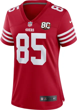 Nike George Kittle San Francisco 49ers 80th Anniversary Nike Womens NFL Game Jersey in Red | 67NWSAGH9BF-2MR
