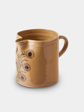 Poterie d'&Eacute;vires Flowers Hand-Painted Ceramic Straight-Edge Medium Jug