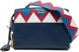 Prada Pre-owned Prada Medium Saffiano Trimmed City Calf Greca Esplanade Crossbody Ladies EZW58MVUGBA8LOSA
