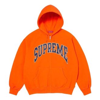 SUPREME SS26 Cracked Raglan Zip Up Hooded Sweatshirt Dark Orange SUP-SS26-192-ORG