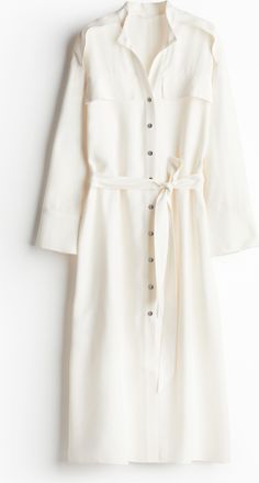 H&M Kleid mit Bindegürtel - White