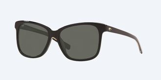 Costa Unisex May Polarized Squared Sunglasses In Shiny Black Frame Gray