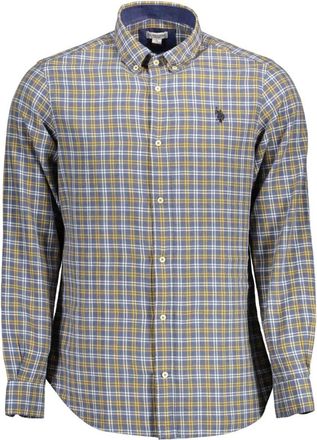 U.S.Polo Association Blauw Slim Fit Overhemd Lange Mouwen - Heren - Casual Overhemden - Blauw - XL - Overhemden