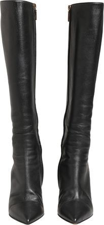Dolce & Gabbana Black Leather Heels Knee High Boots Womens Shoes (Pre-Owned)