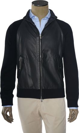 Manrico Cashmere Cashmere Zip-Up Leather Panel Jacket