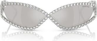 Swarovski 65mm Irregular Sunglasses in Silver at Nordstrom