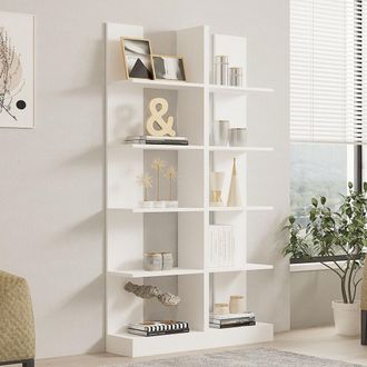 Dmora Librer&iacute;a Noasca, Biblioteca 8 Estantes, Instalaci&oacute;n Libre, Estructura Vertical, 100x26x180h Cm Blanco