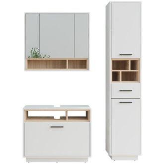 Vicco Set di mobili da bagno Beatrice, Bianco/Sonoma, 3 parti con colonna