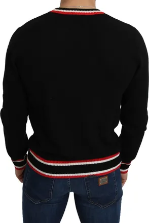 Dolce & Gabbana Mens Crew Neck Cashmere Sweater Black Wool