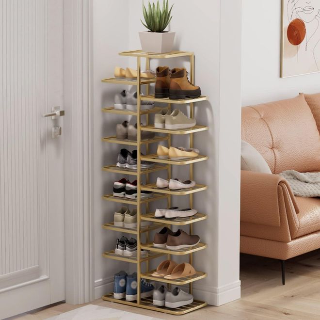 Generic Schuhregal aus Metall mit Klappbaren 45°-Ablagen, Vertikaler Schuhständer mit Rutschfesten Füßen for Eingangsbereich, Wohnzimmer, Schlafzimmer und Bal ab 181,00 €