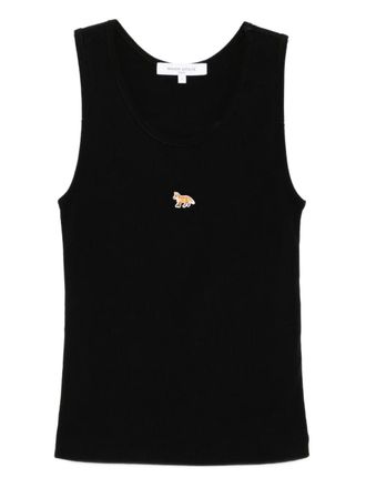 Maison Kitsuné fox-embroidered tank top - women - Cotton - M - Black