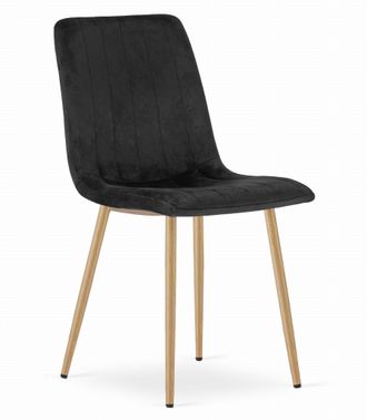 OEM Silla Lava - Terciopelo Negro / Patas Color Madera X 1