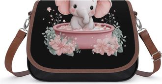 Generic Cute Elephant in Bathtub Womens Crossbody Bag Fashion Shoulder Handbags Message Tote Bag with Adjustable Strap
