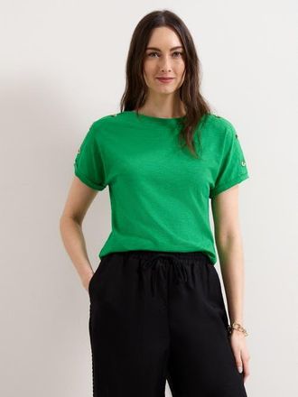 Phase Eight Suzie Shoulder-Button Relaxed T-Shirt in Green at Nordstrom, Size 14