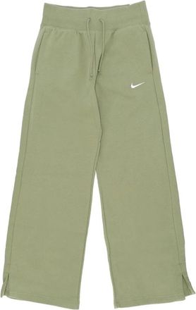 Nike Fleece Wijde Broek Phoenix Alligator - Dames - Trainingsbroeken - Groen - L - Katoen - Fitness