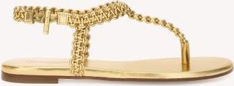 Gianvito Rossi Ubud Thong 05 Sandal in Gold Nappa Leather at Nordstrom, Size 37.5