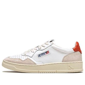 Autry Autry Medalist Leather Low Suede White Orange AULM-LS45