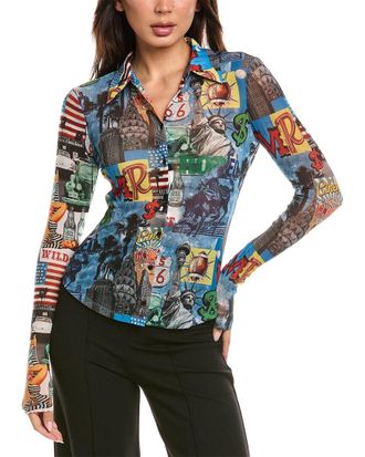 Alice & Olivia Alice + Olivia Jade Mesh Button-Down Shirt