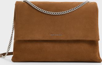 Charles & Keith Sianna Recycled Suede Chain-Handle Shoulder Bag